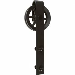 DELANEY HARDWARE 5000 Series 6 ft. Black Wagon Wheel Style Rollers Barn Door Hardware Kit