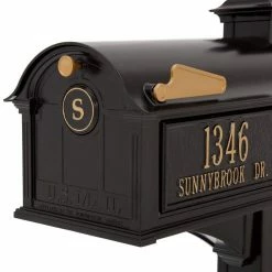 Whitehall Products Balmoral Black Streetside Monogram Mailbox Package -Whitehall Products Store blacks whitehall products mailboxes with post 16236 40 1000