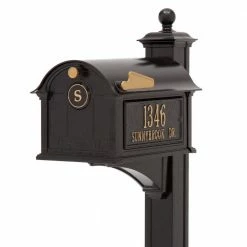 Whitehall Products Balmoral Black Streetside Monogram Mailbox Package