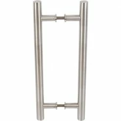 DELANEY HARDWARE 15-3/4 in. Brushed Steel Barn Door Hardware Double Sided Round Pull Handle