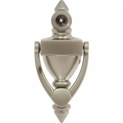 DELANEY HARDWARE 1.75 in. x 4 in. Satin Nickel Door Knocker with Viewer
