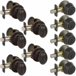 DELANEY HARDWARE Carlyle Edged Oil Rubbed Bronze Knobs Combo Pack Callan Edged Oil Rub Bronze Single Cylinder Deadbolts