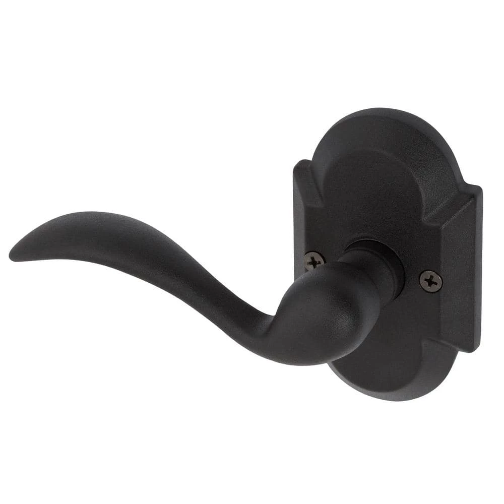 DELANEY HARDWARE Sandcast Tiara Aged Black Single Dummy Left Hand Door Lever with Curved Backplate 3 DELANEY HARDWARE Sandcast Tiara Aged Black Single Dummy Left Hand Door Lever with Curved Backplate