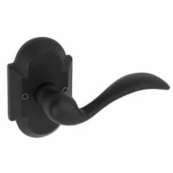 DELANEY HARDWARE Sandcast Tiara Aged Black Single Dummy Right Hand Door Lever with Curved Backplate