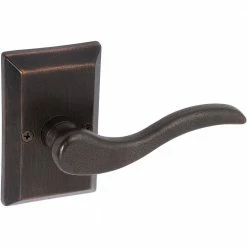 DELANEY HARDWARE Sandcast Rhonda Aged Bronze Single Dummy Left Hand Door Lever with Square Backplate