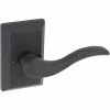 DELANEY HARDWARE Sandcast Rhonda Aged Black Single Dummy Left Hand Door Lever with Square Backplate