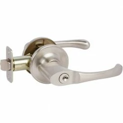 DELANEY HARDWARE Newport Satin Nickel Keyed Entry Door Handle