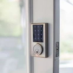 DELANEY HARDWARE Satin Nickel Touchscreen ZWave Smartlock Single Cylinder Deadbolt -Whitehall Products Store delaney hardware keyless deadbolts 301771 1f 1000