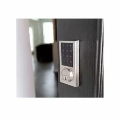 DELANEY HARDWARE Satin Nickel Touchscreen ZWave Smartlock Single Cylinder Deadbolt -Whitehall Products Store delaney hardware keyless deadbolts 301771 31 1000