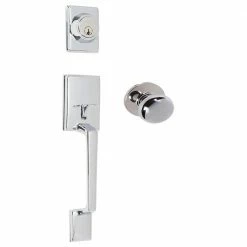 DELANEY HARDWARE Capri Bright Chrome Single Cylinder Deadbolt Entry Door Handleset