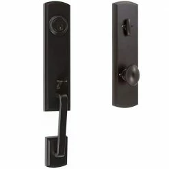 DELANEY HARDWARE Italian Collection Briona Single Cylinder Black Door Handleset with Canova Interior Left-Hand