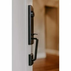 DELANEY HARDWARE Briona Black Single Cylinder Deadbolt Entry Door Handleset with Santo Mushroom Style Interior Knob -Whitehall Products Store delaney hardware knob handlesets 374104sn rh 4f 1000