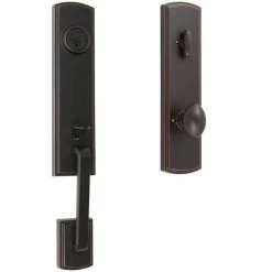 DELANEY HARDWARE Italian Collection Briona Single Cylinder Edged Bronze Door Handleset with Canova Interior Right-Hand