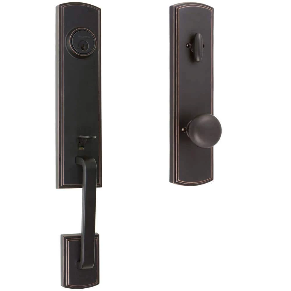 DELANEY HARDWARE Italian Collection Briona Single Cylinder Edged Bronze Door Handleset with Santo Interior for Right-Hand Door 3 DELANEY HARDWARE Italian Collection Briona Single Cylinder Edged Bronze Door Handleset with Santo Interior for Right-Hand Door