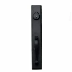 DELANEY HARDWARE Sandcast Cordoba Aged Black Single Cylinder Deadbolt Entry Door Handleset with Tulum Knob Inside Trim