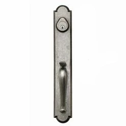 DELANEY HARDWARE Sandcast Collection Valero Aged Pewter Single Cylinder Deadbolt Entry Door Handleset with Tulum Knob Inside Trim