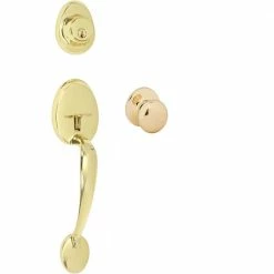 DELANEY HARDWARE Tralee Polished Brass Single Cylinder Entry Door Handleset