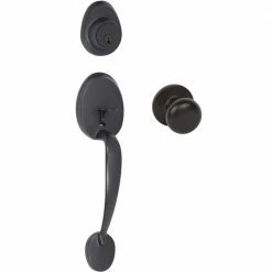 DELANEY HARDWARE Tralee Black Single Cylinder Deadbolt Entry Door Handleset