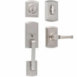 DELANEY HARDWARE Italian Collection Visconti Single Cylinder Satin Nickel Door Handleset with Artino Interior