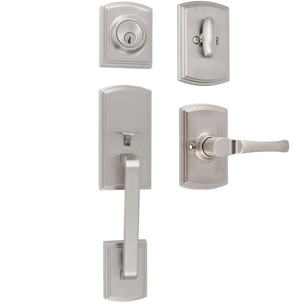 DELANEY HARDWARE Italian Collection Visconti Single Cylinder Satin Nickel Door Handleset with Artino Interior 3 DELANEY HARDWARE Italian Collection Visconti Single Cylinder Satin Nickel Door Handleset with Artino Interior