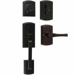 DELANEY HARDWARE Italian Collection Visconti Dummy Black Door Handleset with Artino Interior