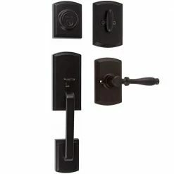 DELANEY HARDWARE Italian Collection Visconti Dummy Black Door Handleset with Sorado Interior