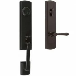 DELANEY HARDWARE Italian Collection Briona Single Cylinder Black Door Handleset with Florini Interior Left-Hand
