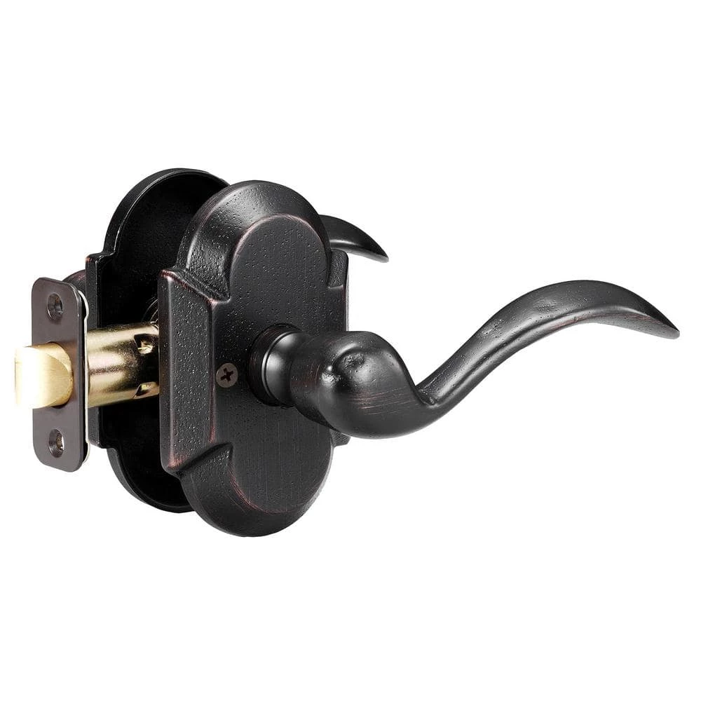 DELANEY HARDWARE Sandcast Tiara Aged Bronze Passage Hall/Closet Door Lever with Curved Backplate 3 DELANEY HARDWARE Sandcast Tiara Aged Bronze Passage Hall/Closet Door Lever with Curved Backplate