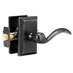 DELANEY HARDWARE Sandcast Tiara Aged Bronze Passage Hall/Closet Door Lever with Square Backplate