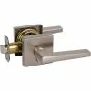 DELANEY HARDWARE Contemporary Collection Satin Nickel Vida Bed/Bath Door Handle with Square Backplate