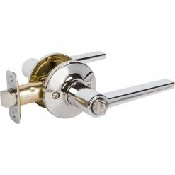 DELANEY HARDWARE Tulina Contemporary Style Polished Chrome Straight Bed/Bath Door Handle With Panic Proof Push Button