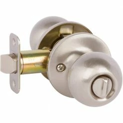 DELANEY HARDWARE Fairfield Classic Style Satin Nickel Round Shape Bed/Bath Door Knob