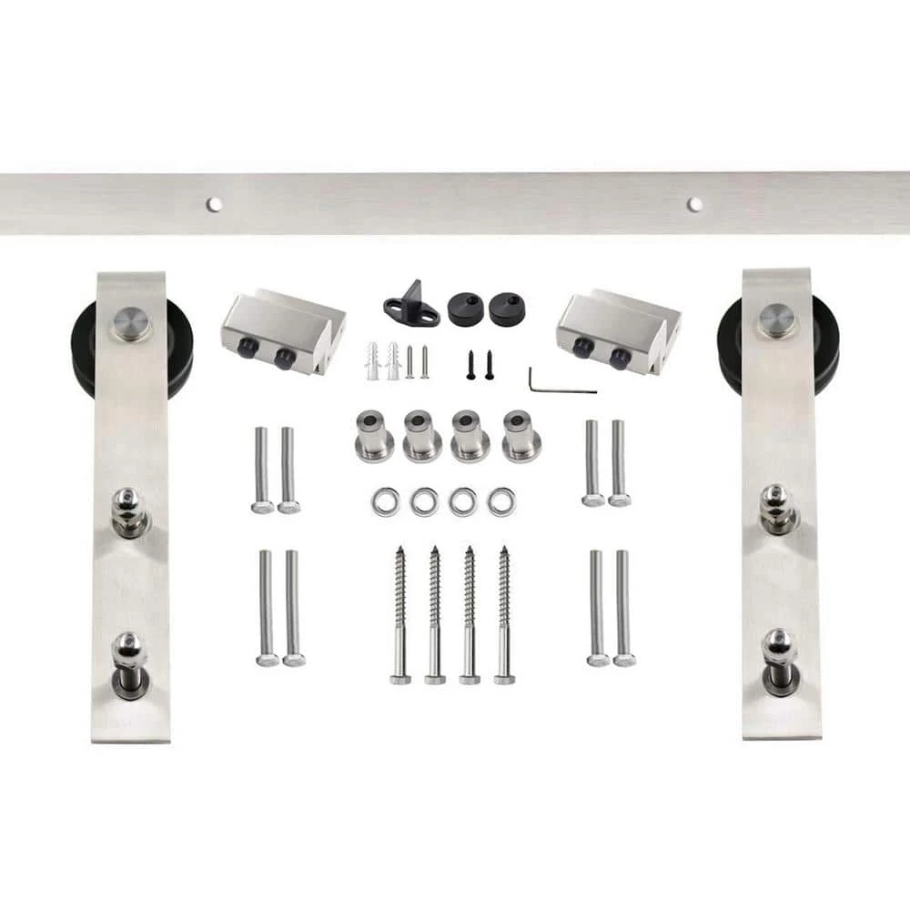DELANEY HARDWARE 6 ft. Satin Nickel Standard Style Rollers Barn Door Hardware Kit 5 DELANEY HARDWARE 6 ft. Satin Nickel Standard Style Rollers Barn Door Hardware Kit - Image 3