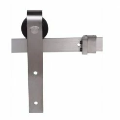 DELANEY HARDWARE 8 ft. Satin Nickel Standard Style Rollers Barn Door Hardware Kit