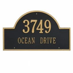 Whitehall Products Arch Marker Estate Black/Gold Wall 2-Line Address Plaque