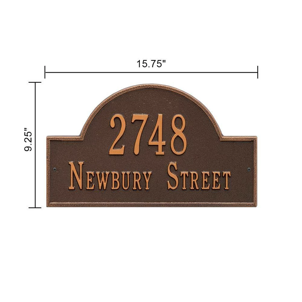 Whitehall Products Arch Marker Standard Antique Copper Wall 2-Line Address Plaque 4 Whitehall Products Arch Marker Standard Antique Copper Wall 2-Line Address Plaque - Image 2
