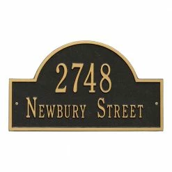 Whitehall Products Arch Marker Standard Black/Gold Wall 2-Line Address Plaque