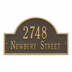 Whitehall Products Arch Marker Standard Bronze/Gold Wall 2-Line Address Plaque