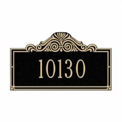 Whitehall Products Villa Nova Rectangular Black/Gold Standard Wall One Line Address Plaque