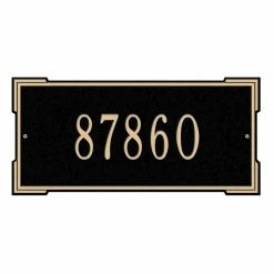 Whitehall Products Rectangular Roanoke Standard Wall 1-Line Address Plaque - Black/Gold