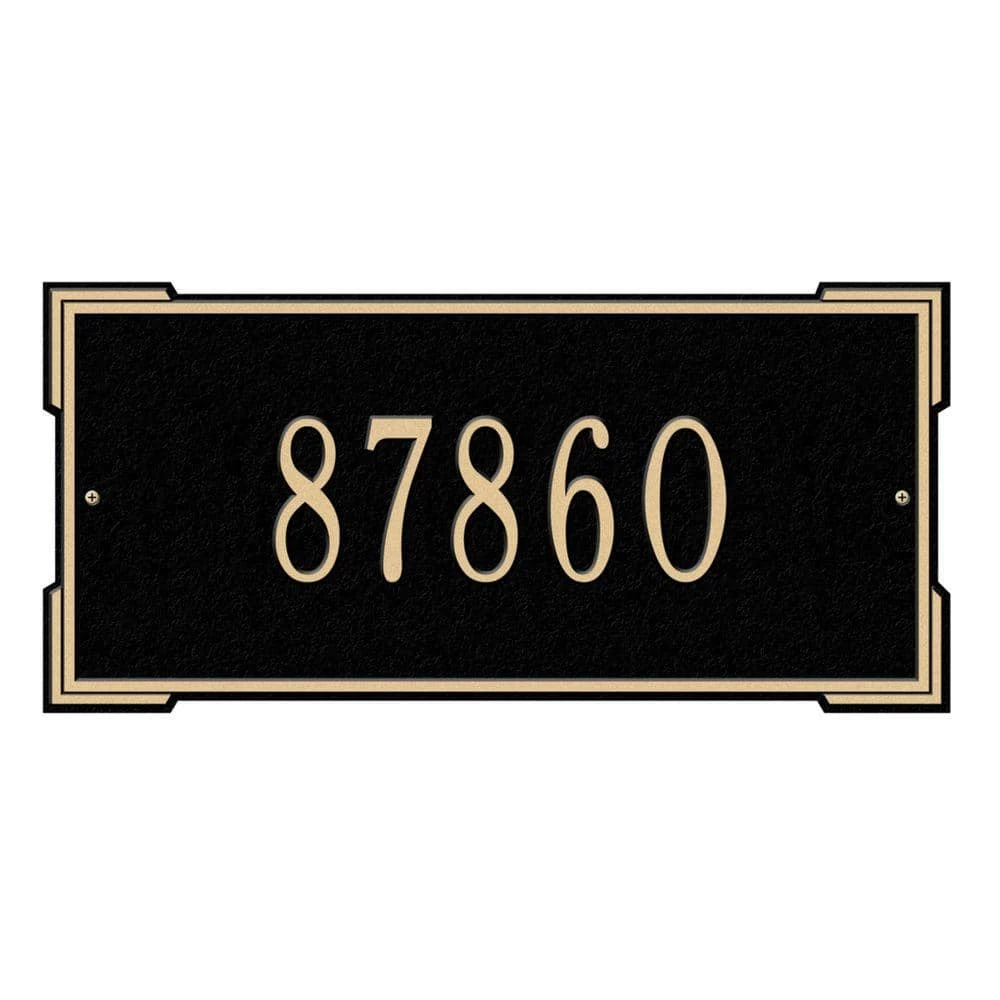 Whitehall Products Rectangular Roanoke Standard Wall 1-Line Address Plaque - Black/Gold 3 Whitehall Products Rectangular Roanoke Standard Wall 1-Line Address Plaque - Black/Gold