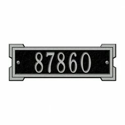 Whitehall Products Rectangular Roanoke Petite Wall 1-Line Address Plaque - Black/Silver