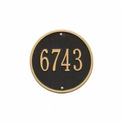 Whitehall Products Round Standard Black/Gold Wall 1-Line Address Plaque