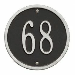 Whitehall Products Round Petite Black/Silver Wall 1-Line Address Plaque