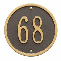 Whitehall Products Round Petite Bronze/Gold Wall 1-Line Address Plaque