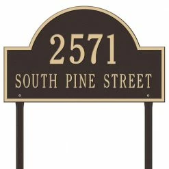 Whitehall Products Arch Marker Estate Lawn 2-Line Address Plaque - Bronze/Gold