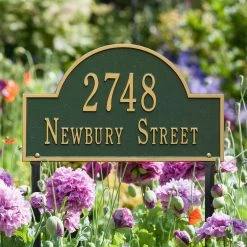 Whitehall Products Arch Marker Standard Green/Gold Lawn 2-Line Address Plaque -Whitehall Products Store whitehall products address plaques 1106gg 31 1000