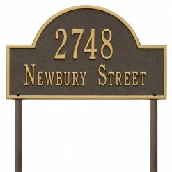 Whitehall Products Arch Marker Standard Bronze/Gold Lawn 2-Line Address Plaque