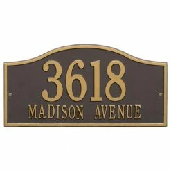 Whitehall Products Rolling Hills Rectangular Bronze/Gold Grande Wall 2-Line Address Plaque