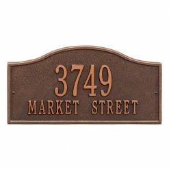Whitehall Products Rolling Hills Rectangular Antique Copper Standard Wall 2-Line Address Plaque